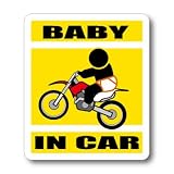 わーるどくらふと BABY IN CAR モトクロス オフロードバイク ライダーバージョン ステッカー （きいろ）