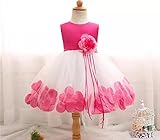 Effiku(エフィック）ベビー キッズ 花びらドレス フォーマルドレス セレモニー 女の子 70cm-130cm (M80cm, レッドピンク)