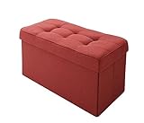 折りたたみ式収納スツール (スツール・収納・オットマン)　2P (カッパーレッド)