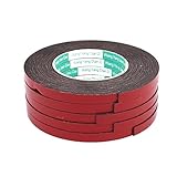 uxcell　スポンジテープ　粘着テープ　スポンジフォームテープ　片面　レッド　10x2mm　5M長さ　５個入り