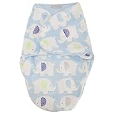 Baby Boys/Girls Elephant Print Fleece Swaddle Bag (Up To 3 Months) (Sky Blue) by Universal Textiles