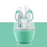 ツメキリ ベビー用 SAVOKI ハサミ 爪やすり 鼻用ピンセット 耳掻き 新生児用 幼児赤ちゃん 5個セット グリーン