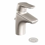(Brushed Nickel) Moen 6810BN Method One-Handle Low-Arc Bathroom Faucet with Drain Assembly ドレンアセンブリ付