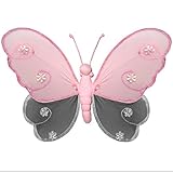 HangingバタフライピンクグレーグレーHaileyナイロンButterfliesメッシュデコレーション装飾赤ちゃん保育園寝室女の子部屋天井壁装飾結婚式誕生日パーティーベビーシャワーバスルームホーム