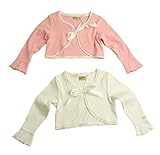 ライラック少女　フォーマルも行ける！レス付ニットカーディガン（濠Du) ピンク（上） 110cm