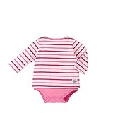 [ミキハウス] MIKIHOUSE 天竺素材 ボーダー長袖ボディシャツ （70cm・80cm） 13-1501-612 白×ピンク 70cm