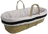 Baby Doll Bedding Suede Hotel Moses Basket Set, White/Black by Baby Doll Bedding [並行輸入品]