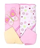 Spasilk Hooded Terry Bath Towel with Washcloths, Butterfly Pink, 2-Count by Spasilk [並行輸入品]