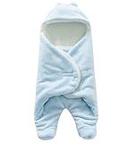 Platinum Loops 暖かい ふわふわ おくるみ 足つき ボア フリース 赤ちゃん ベビー アフガン ブランケット スリーパー 冬 お出掛け (ブルー)