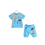 Laparc (ラパルク) Tシャツ ショートパンツ アンサンブル ベビー キッズ ブルー グリーン グレー ( 80cm 90cm 100cm 110cm ) 半袖 (100cm, 青)