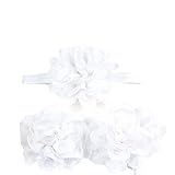 Elevin(TM) Cute Baby Girls Toddler Flower Hairband headband Flower Barefoot Sandal (White) by Elevin