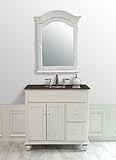 Stufurhome gm-6114 – 36-bb 36-inch雪Single Sink Vanity inミルキーホワイトFinish with BalticブラウンGranite上部とミラー