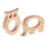 Lovoski ティースリング　赤ちゃん　歯おもちゃ　おしゃぶり　形状認識　つかむ鍛え　木製　ジュエリー作り　DIY　2個セット　