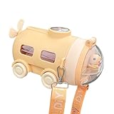 ワンプッシュ式 ストローマグ ストロー付ドリンクボトル トライタン素材 潜水艦スタイル 割れにくい 550ml (黄色)