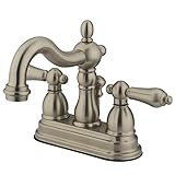 Kingston Brass KB1608AL+ Heritage 4-Inch Centerset Lavatory Faucet with Metal Lever Handle, Satin Ni
