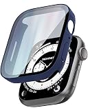 TEIQ アップルウォッチ カバー ケース 44mm 硬度10H 日本製旭硝子 生活-防水 【シリーズ SE3 SE2 SE 6 5 4 対応】 44ミリ (ネイビー)