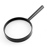 uxcell　85mm長ハンドル　90mmガラスレンズ　ブラック　プラスチックフレーム　ハンドルーペ　5X