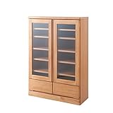 【天然木パイン材】　高級書棚（幅80cmロータイプ）　ナチュラル色