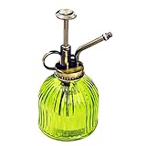 YIFAN スプレーボトル　ミニ霧吹き 水撒き　家庭用　園芸用 ガラス製 おしゃれ 霧吹きボトル 多肉植物 観葉植物 掃除 レトロ-グリーン　9 * 9 * 16cm