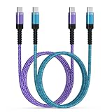 ANNIBER USB Type C ケーブル iphone16 60W急速充電【0.9m+1.8m/2本セット】 PD対応 携帯充電ケーブル USB-C & USB-C ケーブル ナイロン編み 充電コード タイプc データ転送 充電器ケーブル iPhone16/iPhone15/Galaxy/Google Pixel/Xperia 10IV/AQUOS Moto LGなどUSB-C機器対応