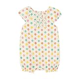 【ベビー服 春夏】天竺半袖ショートオール アイボリー（ドット） サイズ：８０