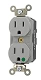 Leviton M8200-ILG Lev-Lok 15-Amp, 2P, 3W, Illuminated Face, Straight Blade, Hospital Grade, Isolated