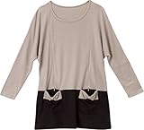 アルゴヴィア バイカラーチュニック産後授乳服 L グレー×ブラック スムース 346130