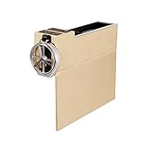 KOBWA カーシートサイドポケット カップホルダー付き コンソールとシートの隙間に取り付け スマートな収納 オーガナイザー PUレザー ブラウン 運転手席用 Passenger Side 60257