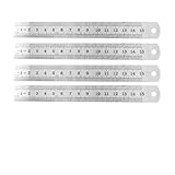 ストレート定規　測定ルーラー　メトリック　15cm　ステンレススチール　4個