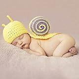 Housweetyカタツムリさんに変身 赤ちゃん用 動物 コスチューム かぎ針編み ニット帽 手作り 衣装 寝相アートの出産祝い 百日記念写真撮影（1ヶ月～9ヶ月）