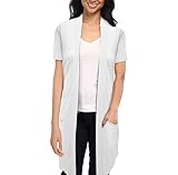 HyBrid & Company レディーズ レディースカジュアルノースリーブオープンフロントドレープカーディガン 1X ホワイト