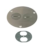 USE 4'' Floor Box Cover Flange, 20A Duplex Tamper / Weather Resistant Receptacle - Stainless Steel [