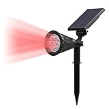 T-SUN ソーラーライト　4LED　ガーデンライト　レッド　　スポットライト 省エネ 屋外用充電式 防水加工　暗くなると自動点灯　玄関先/芝生/階段/庭など対応　LED照明