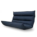 ソファ 低反発 42段ギア 3点可動 ハイバック ワイド座面 ファブリック 二人掛け ネイビー