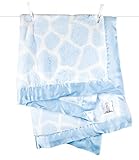 Little Giraffe Luxe Giraffe Print Baby Blanket 29" x 35", Blue [並行輸入品]