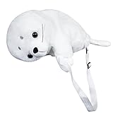 アザラシ 長さ調節 ぬいぐるみリュック バッグ ぬいぐるみ スリングバッグ アザラシ ぬいぐるみ かわいい 柔らかい 座れる 誕生日 プレゼント