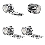 BOROLA 多機能 伸縮性 カモフラージュテープ 迷彩テープ 包帯素材 ジャングル迷彩 偽装 幅5cm (4本, 白黒迷彩)