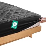 Housecover 敷きパッド シングル 敷パッド一体型 ベッドパッド パッド一体型ボックスシーツ 洗える 抗菌防臭 軽量 オールシーズン 防ダニ加工 ゴムバンド付き しきぱっと ベットパット 吸湿速乾 布団敷きパッド 癒しの肌触り シキパッド 無地 100x200x30cm ブラック