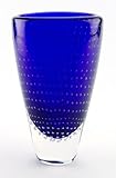 Badash Crystal GW518 VASE BLUE DOTS H8 in.
