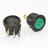 10ピース/ロットac 6a/250ボルトグリーンライトon-off spstラウンドボタンドットボート車の自動車ロッカースイッチ