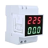 電圧計電流計，SODIAL(R) DINレールAC110V/220V　デジタル電圧計電流計レッドボルトグリーンアンペアメーター　LEDディスプレー