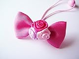 オリジナル ハンドメイド バレエ　トリプル ローズ リボン ヘアゴム ピンク