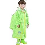 (チェリーレッド) CherryRed 子供 男女兼用 撥水加工 レインウェア ポンチョ 雨具 小学生 通学 バイザー付き カッパ リュック 対応 L グリーン
