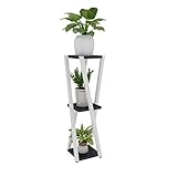 HCHWH 新しい錬鉄製の木製の花のスタンド居間の寝室のスチールと木製の花のスタンド黒と白の床のアセンブリ多層屋内の多機能の緑の植物のプラント近代的なシンプルな