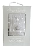 Alimrose Designs " Stars and Bunnies " Muslinおくるみベビーブランケット、47 " x 47 " L グレイ mw16