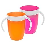 Munchkin (マンチキン) 漏れない！こぼれない！ミラクル360 トレーニングカップ200ml (Pink x Orange) [並行輸入品]