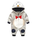 (プタス)Putars ベビー服 子供服 ロンパース パーカー 女の子 男の子 長袖 動物柄 ペンギン 暖かい 可愛い 秋 冬 新生児 歩行服 出産お祝い 記念日 プレゼント 3-12ヶ月
