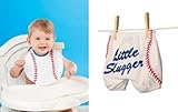 Mud Pie Lil Sport Diaper Cover & Bib Set, Baseball Design by Mud Pie