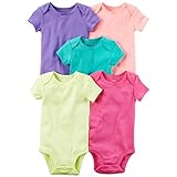 カーターズ Carter's 女の子用カラフルソリッドガール半袖ボディスーツ5枚セット (12months(72-78cm)) [並行輸入品]