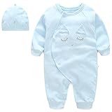 エルフ ベビー(Fairy Baby)ベビーカバーオールロンパース 長袖フード付き 出産祝い 可愛いうさぎ耳 L ブルー